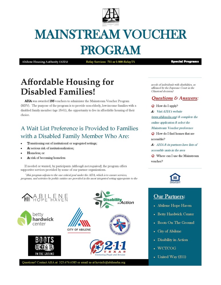 Mainstream Voucher Program Flier - 2nd Sept 2018